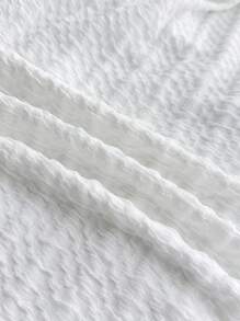 SHEIN Mono con cuello de halter de tela arrugada de punto blanca para chicas adolescentes, ajustada y adecuada para vacaciones, fiestas, Día de San Valentín, que se puede usar como ropa interior o exterior