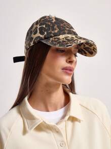 MUSERA Leopard Print Distressed Baseball Cap Festival - Khaki - View 2