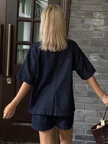 Livesso Women Denim Two Pieces Outfits - Blue - View 2