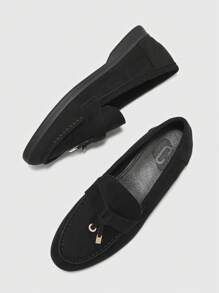 CUCCOO BIZCHIC 女士时尚黑色舒适平底乐福鞋 - 黑色 - 查看 6