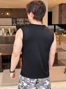 SHEIN Teen Boy Casual Sleeveless Top, Sports & Street Style Punk Rock Casual Outgoing Party Festival, Suitable For Spring And Summer - Black - View 3