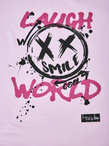 SHEIN ChillGRL 2pcs/Set Tween Girl Printed Top And Pleated Mini Skirt Set - Hot Pink - View 7