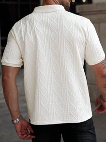 Manfinity CasualCool Camisa polo de manga corta casual con textura talla grande para hombre, de verano