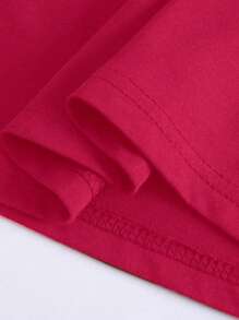 Plus Size Women's Cherry Leopard Print Crew Neck Short Sleeve T-Shirt - Hot Pink - View 4