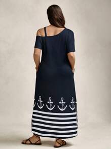 SHEIN LUNE 大码女式简约日常连衣裙长款女装