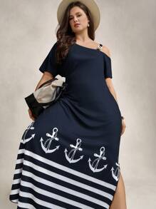 SHEIN LUNE 大码女式简约日常连衣裙长款女装