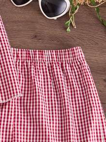 2pcs/Set Teenage Girls Casual Floral & Striped Pattern Comfortable Sleeveless Top And Shorts Set, Summer