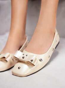 CUCCOO GRLICON 女士 Y2K 风格平底鞋，适合朋克、骑行者、酷女孩、万圣节、圣诞节、派对装扮 - 杏色 - 查看 3