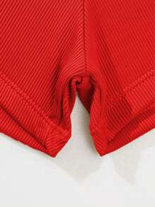 SHEIN Swim Women's Solid Color Side Drawstring Bikini Bottom For Summer Beach Vacation - Red - View 6