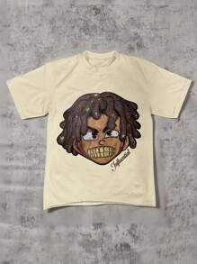 PAVTROS Tween Boys Casual Fashionable Crew Neck Knitted Printed T-Shirt - Beige - View 5