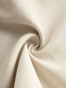 SHEIN MOD 加大码圆领无袖撞色边蝴蝶结装饰腰部喇叭下摆卡其色休闲连衣裙