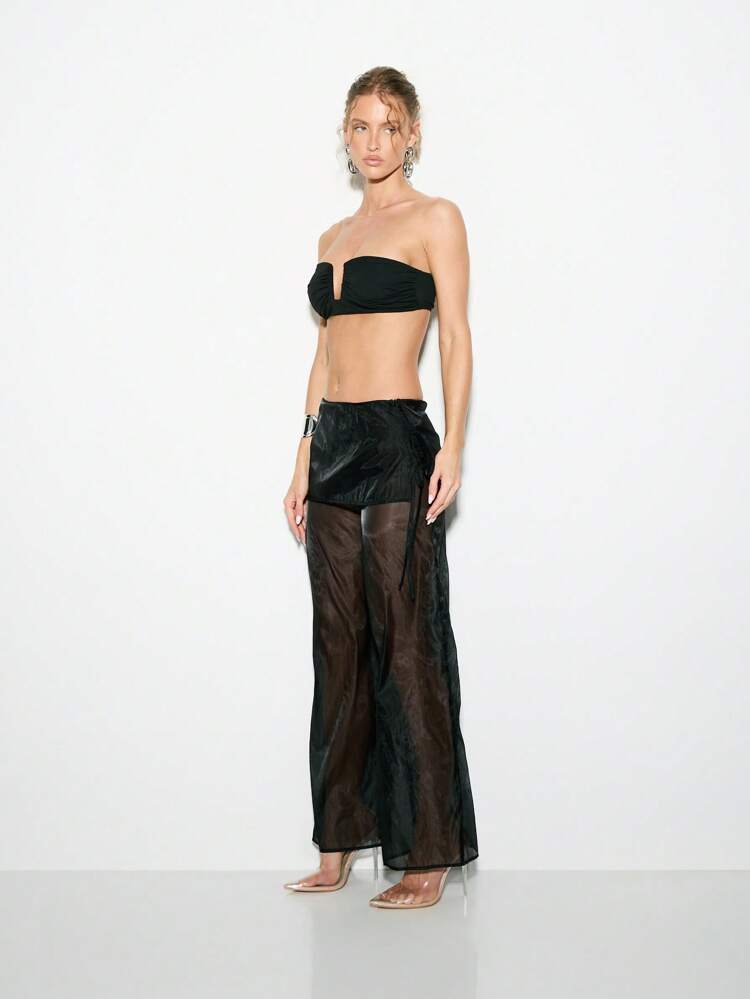 KIZN Pantalon large de cache-maillot de plage en maille de créateur, vêtements de détente en mousseline de soie, mode d'été de festival de vacances