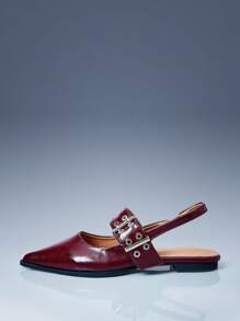 CUCCOO GRLICON Giày bệt phong cách Y2K dành cho nữ, phù hợp với phong cách Punk, Biker, cô gái cá tính, Halloween, Giáng sinh, trang phục dự tiệc - Màu Đỏ Sâu - Xem 5