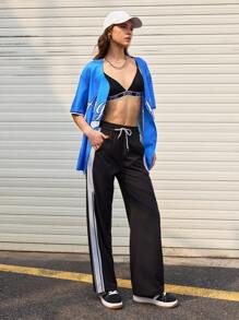 Streetz SHEIN Sport Pantalones deportivos de mujer, de moda para el verano - Negro - Ver 5