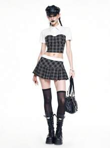 ROMWE Goth Women Two Pieces Outfits For Daily Wear - Multicolor - View 3