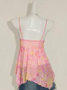 SHEIN ICON Summer Going Out Beach Boho Hawaii Pink Babydoll Flowy Floral Women Tank Tops & Camis Western Wear Women
