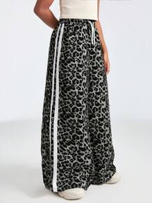 Leap Crew Leap Crew Tween Girl 豹纹抽绳腰部休闲宽松裤 - 黑與白 - 查看 1