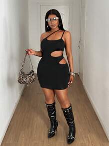 Maweii 大码女式夏季紧身透气镂空连衣裙，性感派对俱乐部服装