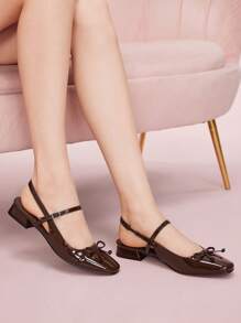 CUCCOO DOLLMOD Women's Coffee Brown Butterfly Decor Mary Jane Flats, Square Toe, Slingback Shoes For Commuting, Dates, Parties, Casual Walks, School, Cute & Sweet Style