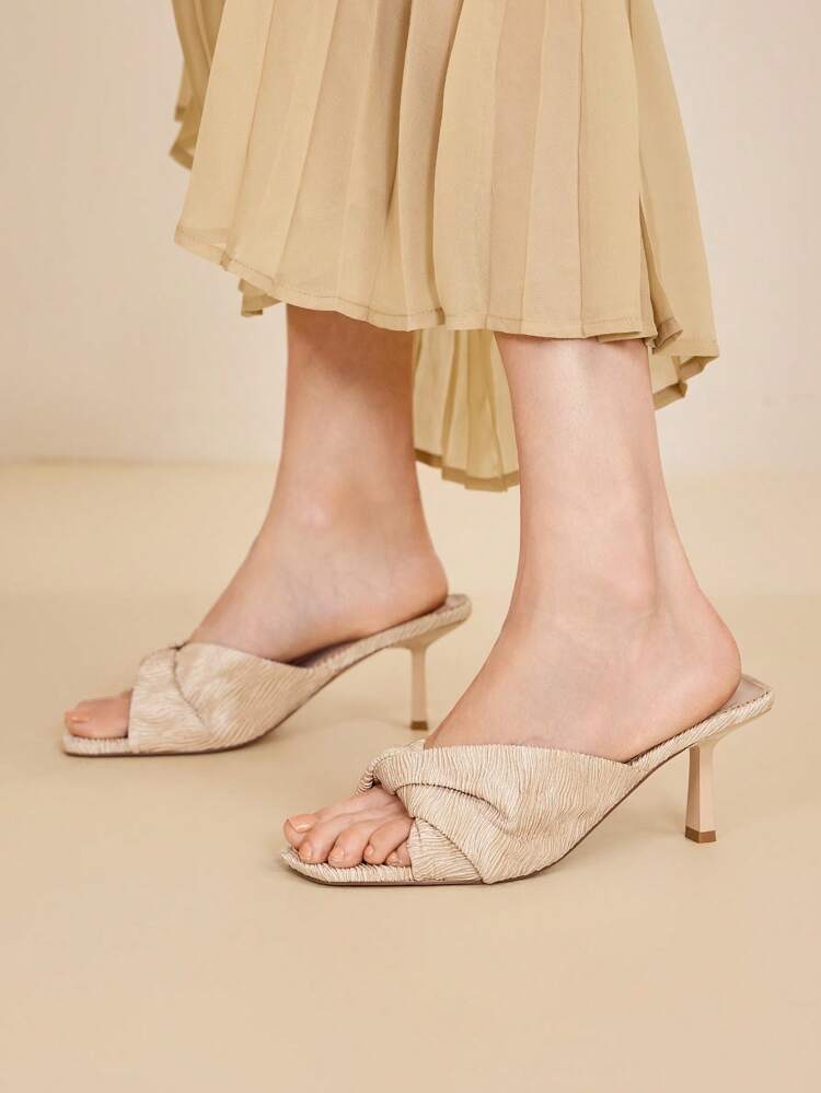 SQUARE TOE STILETTO HEEL MULE SANDALS