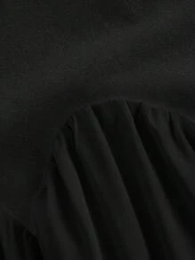 SHEIN MOD Vestido negro casual de mujer de talla grande con cuello redondo, sin mangas, de unicolor y parche, vestidos de cumpleaños para mujer - Negro - Ver 3