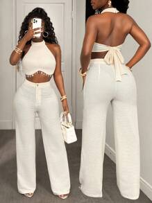 BamGleam Women Two Pieces Outfits For Daily Wear - Apricot - View 1