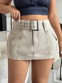 SHEIN ICON Y2K 夏季街头时尚实用腰带迷你裙