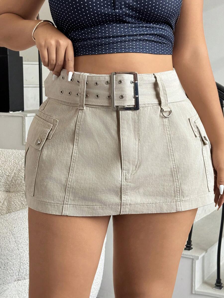 SHEIN ICON Y2K 夏季街头时尚实用腰带迷你裙