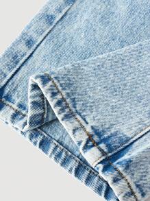 SHEIN Girlism Teen Girls' Loose Fit Pocket Decorated Wide Leg Casual Jeans