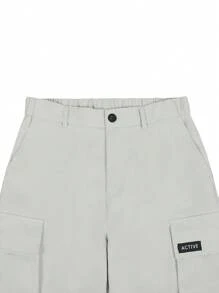 Manfinity Roughcore 男士多口袋休闲时尚直筒实用美式工装裤，秋季 - 淺灰色 - 查看 5