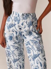 Athîral Women's Paisley Print Straight Leg Trouser - Blue - View 4