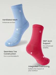 GLOWMODE 3 Pairs Socks Soft Ventilated Mesh With Embroidered Logo Gym Workout Daily - Multicolor - View 2