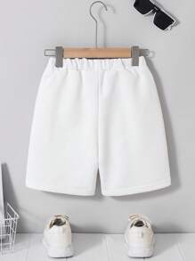 SHEIN Tween Boy Casual Comfortable Patched Solid Color Five-Pocket Cargo Shorts