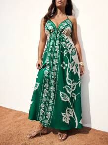 Maija Vestido con escote halter, sin mangas y espalda descubierta, estilo vacacional para tallas grandes - Multicolor - Ver 6