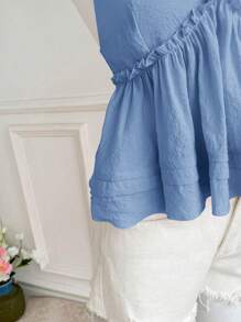 Elamini Women Solid Color Babydoll Cami Top, Fashionable For Summer - Dusty Blue - View 6