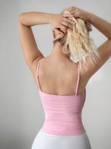 Sweetina Women's Plain Heart-Linked Hollow Out Camisole Top - Pink - View 4