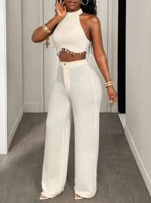 BamGleam Women Two Pieces Outfits For Daily Wear - Apricot - View 3