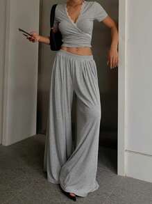 DAZY Women Two Pieces Outfits For Daily Wear Lounge Sets For Women - Light Grey - View 3