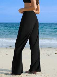 Swim Mulvari 女士纯色松紧腰长裤、比基尼泳裤 - 黑色 - 查看 2