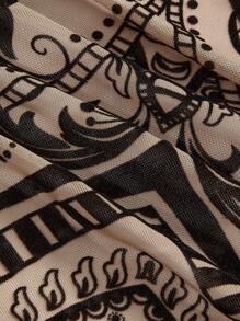 ROMWE Goth Vestido de tirantes con estampado floral retro y bajo con flecos