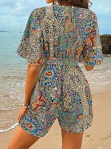 Breezaya 1 件女式无袖 V 领连体裤，夏季时尚