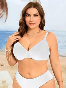 Swim Vcay Sujetador de bikini sin aros de unicolor sexy para mujer de talla grande, ideal para la playa de verano