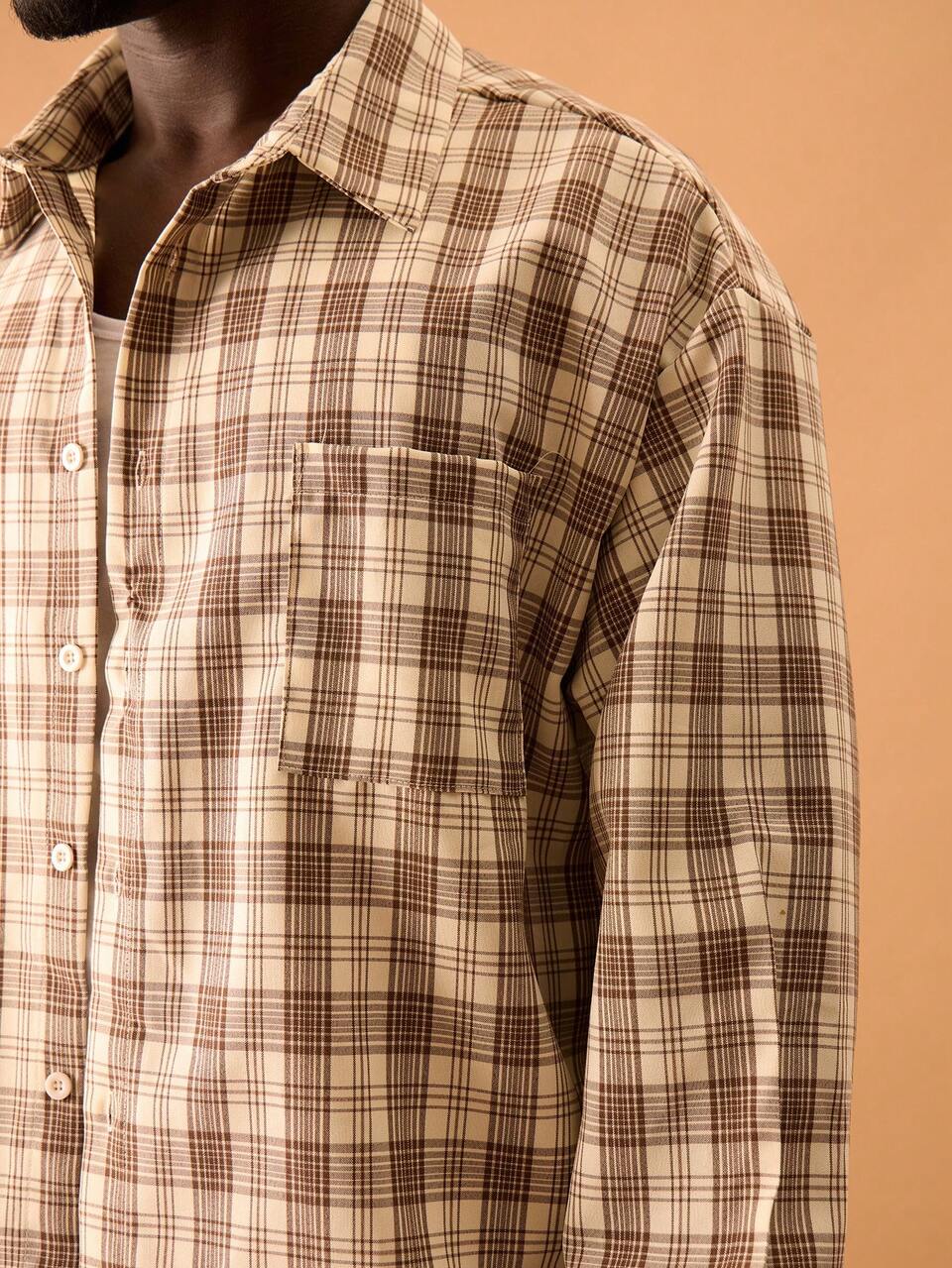 Men Relaxed Tailored Checked Long Sleeve Shirt Spring Summer Vacation Holiday Smart Street-Style