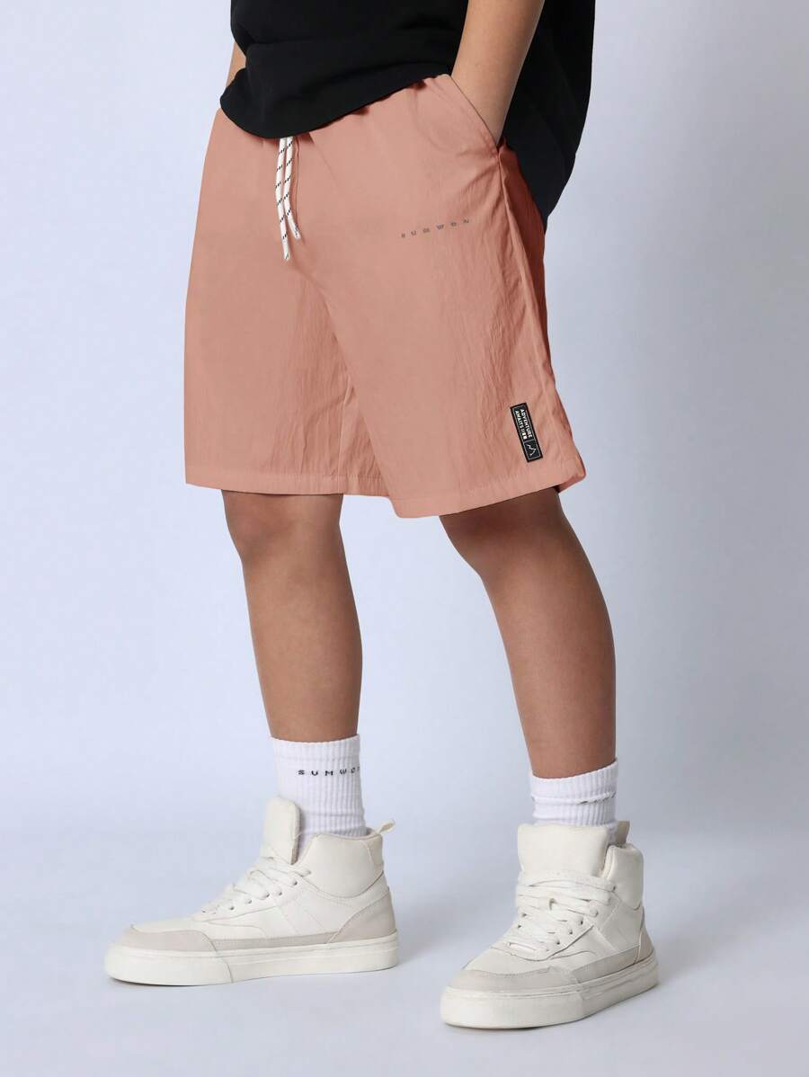 SUMWON 经典百慕大夏季短裤运动宽松运动服休闲抽绳轻便青年运动休闲日常舒适透气 - 橘色 - 查看 1