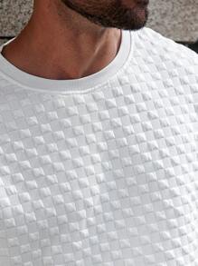 Manfinity Homme 2pcs/Set Plus Size Men's Summer Textured Short Sleeve T-Shirt And Shorts Set