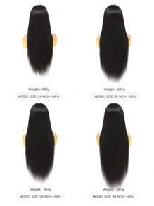 Transparent 13X4 Lace Frontal Wig Virgin Human Hair Long Silky Straight Pre Plucked Hairline 180% Density Natural Black Color Lace Front Wigs With Baby Hair 22-30inch - SNatural - View 7