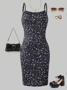 SHEIN Teen Girls/Teen Girl French Style Spaghetti Strap Dress, Suitable For Vacation, Commute, Party