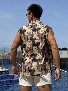 DAZY Summer Floral Plant All-Over Print Casual Beach Shirt For Men Vacation - Multicolor - View 2