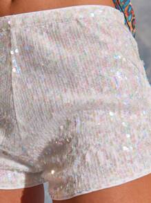 MUSERA Elasticated Waist Sequin Mini Shorts Spring, Summer, Ibiza, Y2k, Cool Girl, Festival, Rave, Vacation, Clubs, Cute, Euro Dreams