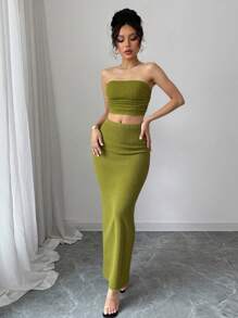 Elenzga Women Two Pieces Outfits For Daily Wear - Olive Green - View 6